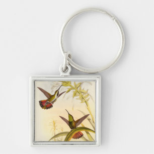 Twee kleurige Hummingvogels die op dezelfde trap w Sleutelhanger