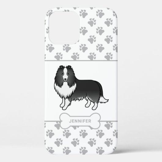 Twee-kleurige Sheltie Met Pooten, Hondenbot En Naa Case-Mate iPhone Case (Achterkant)