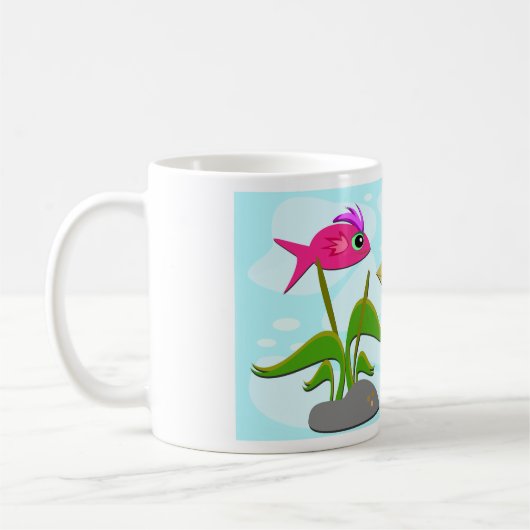 Twee kleurige vissen koffiemok (Links)