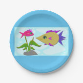 Twee kleurige vissen papieren bordje (Voorkant)
