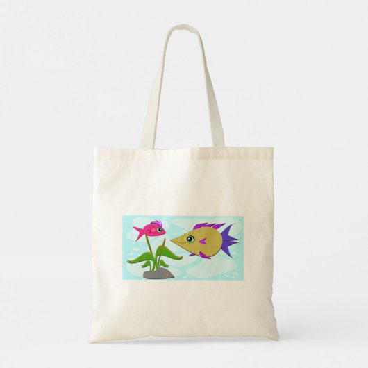 Twee kleurige vissen tote bag (Achterkant)