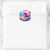 Twee kleurrijke eenhoorns vierkante sticker (Tas)