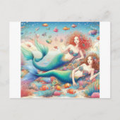 Twee kleurrijke en mooie Zeemeermin Twins Briefkaart (Voorkant)