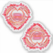 Twee Kleurrijke Gescheurde Hart Custom Gesneden Sticker (Voorkant)