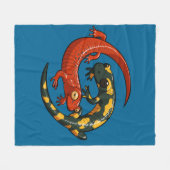 Twee kleurrijke lachende salamanders verstrengelde fleece deken (Voorkant (Horizontaal))