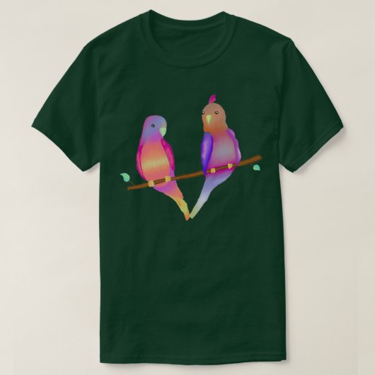 Twee kleurrijke papegaaien t-shirt (Design voorkant)