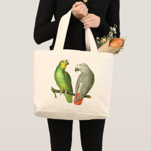 Twee kleurrijke  parrots op grote tote bag