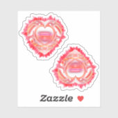 Twee Kleurrijke Tattered Heart Custom Cut Sticker (Vel)