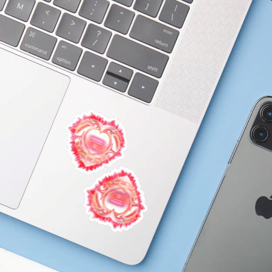 Twee Kleurrijke Tattered Heart Custom Cut Sticker