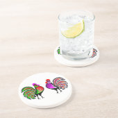 Twee kleurrijke waarschuwingen zandsteen onderzetter (Zijkant)