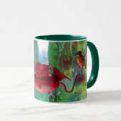 Twee kleurrijke zwevende kolibries bij Feeder Mok (Voorkant rechts)