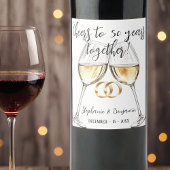 Twee klinkende glazen 50ste bruiloft Jubileum Wijn Etiket