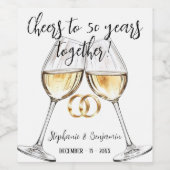 Twee klinkende glazen 50ste bruiloft Jubileum Wijn Etiket (Enkel label)