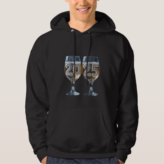Twee klinkende glazen met bubbels Nieuwjaarsontwer Hoodie (Voorkant)
