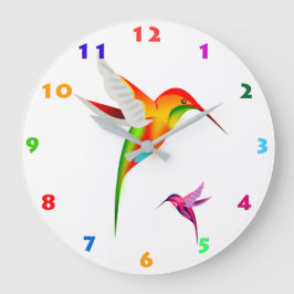 TWEE KLORFUL HUMMINGBIRDS ILLUSTRATIE GROTE KLOK