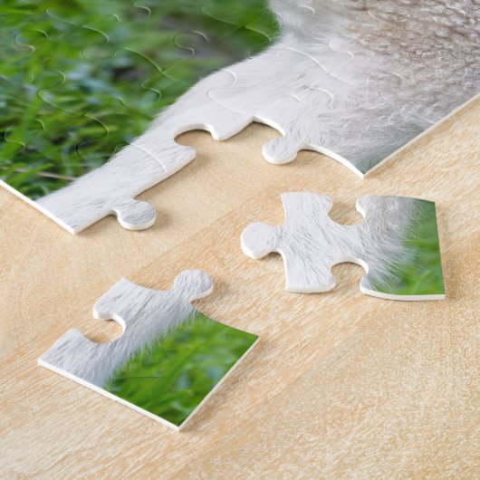 Twee knuffelende en liefhebbende witte lammeren legpuzzel (Zijkant)