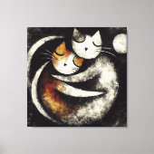 Twee Knuffelende Katten Canvasprint – Geïnspireerd Canvas Afdruk (Voorkant)