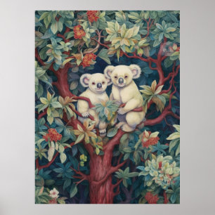 Twee koala's in een gomboom poster