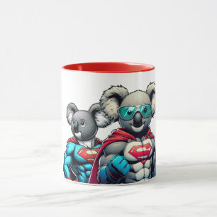 Twee koalas in een superheld. mok