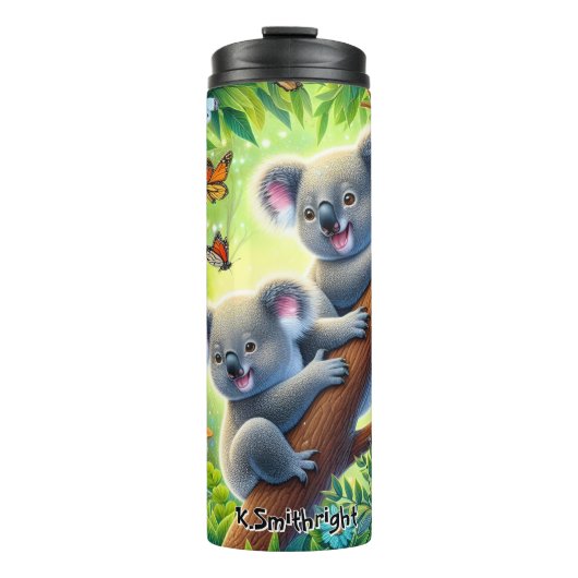 Twee koala's in het vlinderbos thermosbeker (Voorkant)