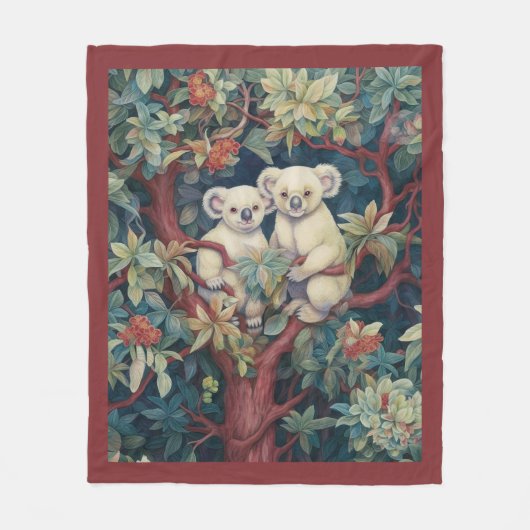 Twee koala's omhoog een gom boom fleece deken (Voorkant)
