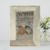 Twee Koeien in een stal (door Eric Ravilious) Kaart (Staand voorkant)