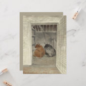 Twee Koeien in een stal (door Eric Ravilious) Kaart (Voorkant / Achterkant in situ)