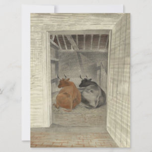 Twee Koeien in een stal (door Eric Ravilious) Kaart