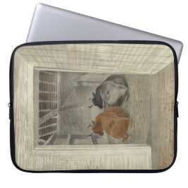 Twee Koeien in een stal (door Eric Ravilious) Laptop Sleeve