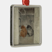 Twee Koeien in een stal (door Eric Ravilious) Metalen Ornament (Rechts)
