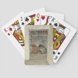 Twee Koeien in een stal (door Eric Ravilious) Pokerkaarten