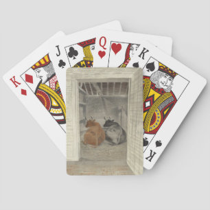 Twee Koeien in een stal (door Eric Ravilious) Pokerkaarten