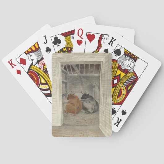 Twee Koeien in een stal (door Eric Ravilious) Pokerkaarten (Achterkant)