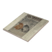 Twee Koeien in een stal (door Eric Ravilious) Tegeltje (Zijkant)