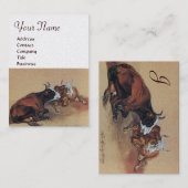 TWEE KOEIEN MONOGRAM, wit parelpapier Visitekaartje (Voorkant / Achterkant)