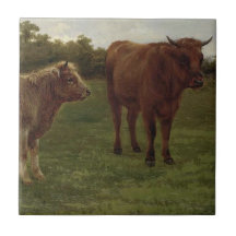 Twee Koeien Staand in een Veld (door Rosa Bonheur)