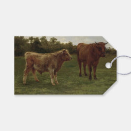 Twee koeien staand in het veld van een boerderij ( cadeaulabel