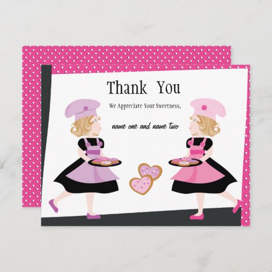 Twee koekjes met koekjes. bedankkaart (Voorkant / Achterkant)