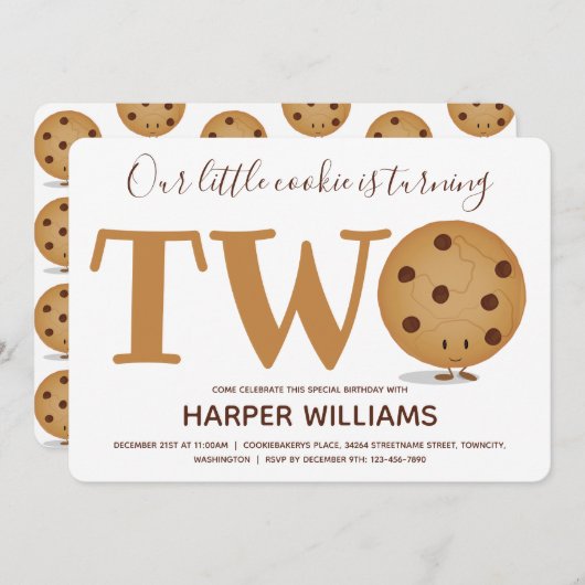 Twee Koekjes tweede verjaardag Kaart (Voorkant / Achterkant)