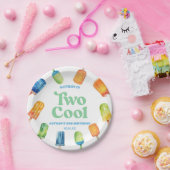 Twee Koele Blauwe Retro Popsicle 2e Verjaardagsfee Papieren Bordje (Feest)