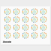 Twee Koele Blauwe Retro Popsicle 2e Verjaardagsfee Ronde Sticker (Vel)