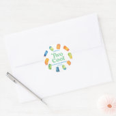 Twee Koele Blauwe Retro Popsicle 2e Verjaardagsfee Ronde Sticker (Envelop)