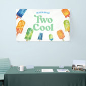 Twee Koele Blauwe Retro Popsicle 2e Verjaardagsfee Spandoek (Beurs)