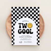 Twee Koele Checker Gelukkig Gezicht 2e Verjaardag