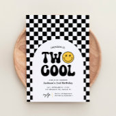 Twee Koele Checker Gelukkig Gezicht 2e Verjaardag Kaart