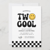 Twee Koele Checker Gelukkig Gezicht 2e Verjaardag Kaart (Voorkant)