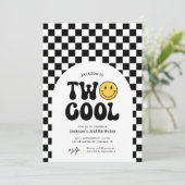 Twee Koele Checker Gelukkig Gezicht 2e Verjaardag Kaart (Staand voorkant)