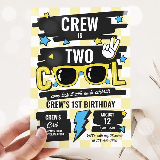 Twee Koele geruite zonnebril 2e verjaardagsfeestje Kaart