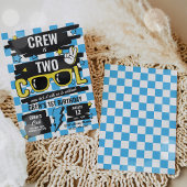 Twee Koele geruite zonnebril 2e verjaardagsfeestje Kaart