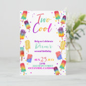 Twee koele neon zomer popsicle Verjaardag uitnodig Kaart (Staand voorkant)